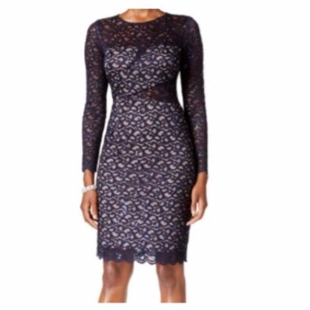 Betsy & Adam Sequin Lace Sheath Dress Size 6